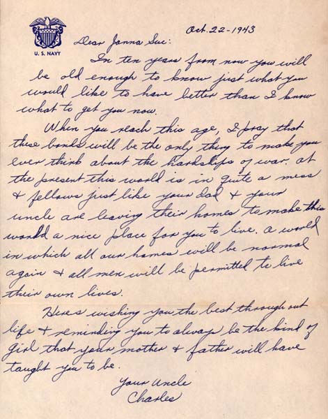 Letter from Charles to Janna.